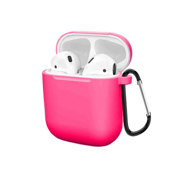 AirPods ile Uyumlu Düz Silikon Kılıf Pembe