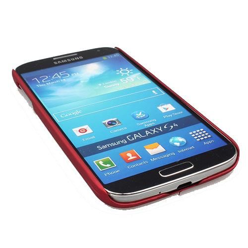 Galaxy S4 i9500 ile Uyumlu Sert Kauçuk Kılıf Kırmızı Renk