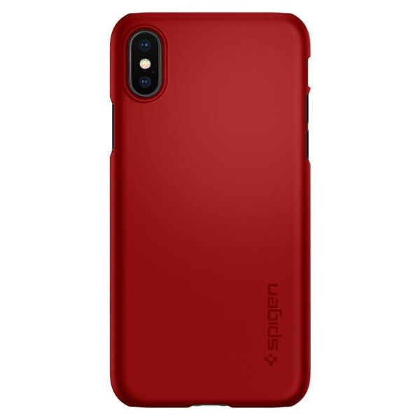 Spigen iPhone X ile Uyumlu Kılıf Thin Fit Ultra İnce Metallic Red