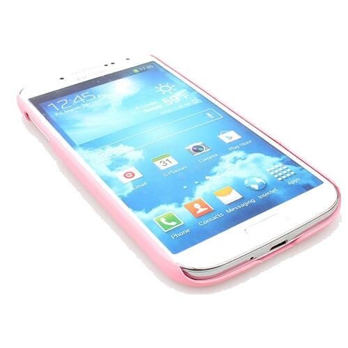 Galaxy S4 i9500 ile Uyumlu Sert Kauçuk Kılıf Pembe Renk