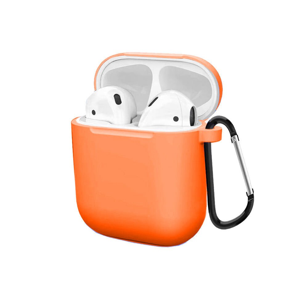 AirPods ile Uyumlu Düz Silikon Kılıf Turuncu