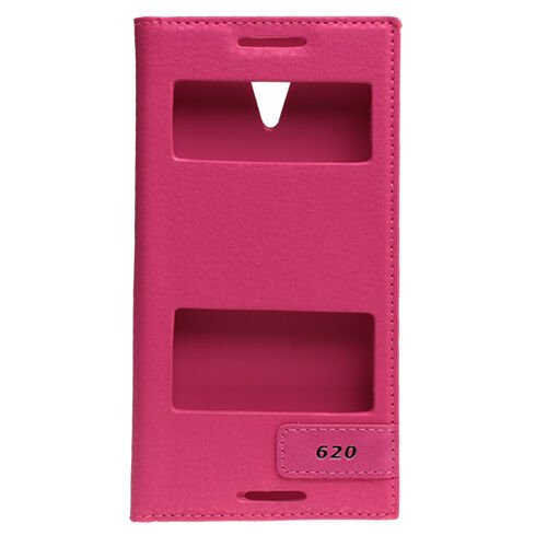 Desire 620 ile Uyumlu Kılıf Pencereli Kapaklı Safir Serisi Pembe
