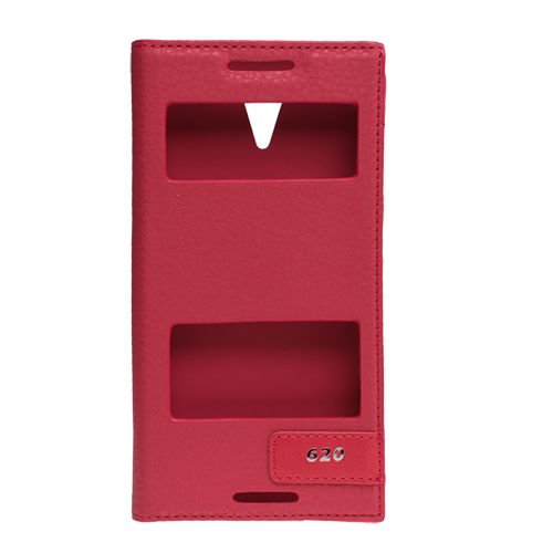 Desire 620 ile Uyumlu Kılıf Pencereli Kapaklı Safir Serisi Kırmızı