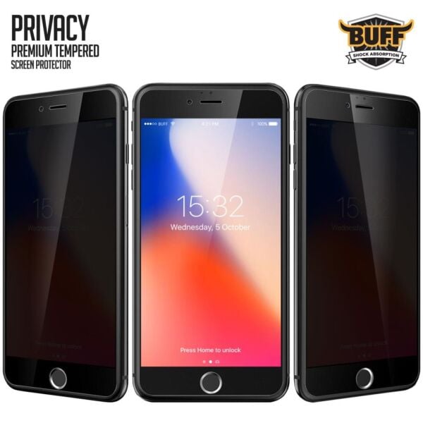 Buff iPhone 8 Plus / 7 Plus ile Uyumlu Privacy Ekran Koruyucu
