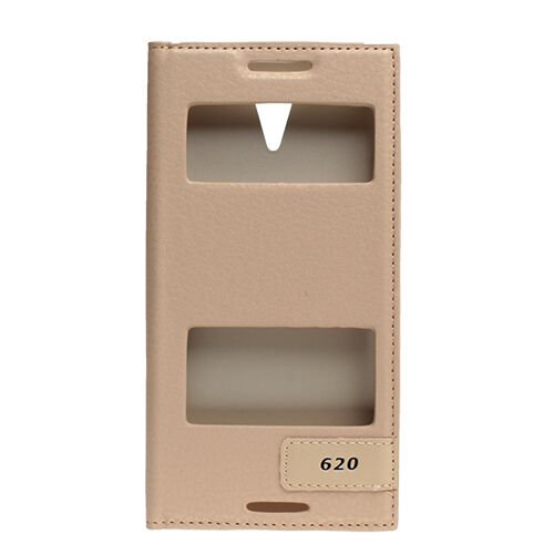 Desire 620 ile Uyumlu Kılıf Pencereli Kapaklı Safir Serisi Altın
