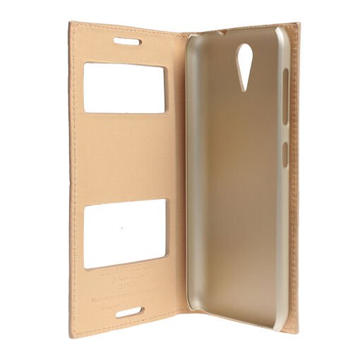 Desire 620 ile Uyumlu Kılıf Pencereli Kapaklı Safir Serisi Altın