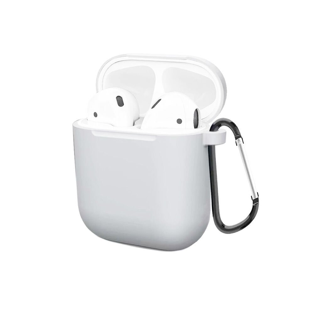 AirPods ile Uyumlu Düz Silikon Kılıf Beyaz