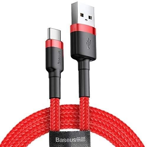 Baseus Cafule Usb Type C 2 metre 2.0A Hızlı Şarj Halat Usb Kablo  Siyah Kırmızı