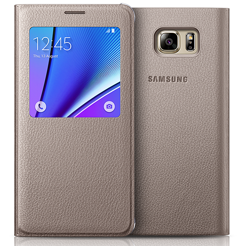 Galaxy Note 5 ile Uyumlu Kılıf S View Cover EF-CN920PFEGTR Altın
