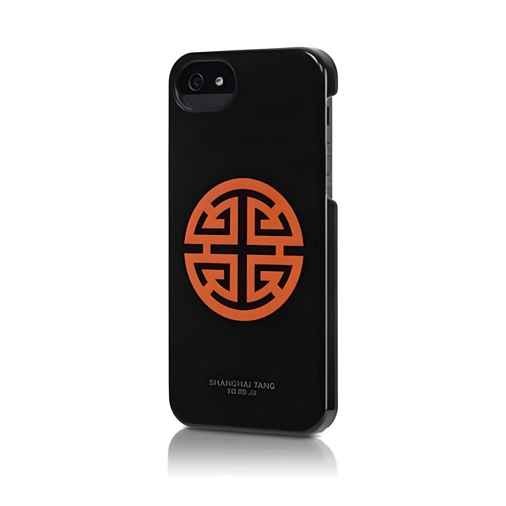 iPhone SE/5S/5 ile Uyumlu Shanghai Tang Hard Shell Sert Kılıf Shou Siyah/Turuncu (ST-507)