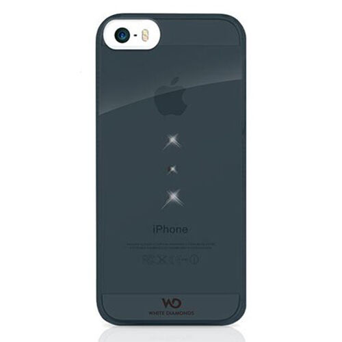 White Diamonds iPhone SE/5S/5 ile Uyumlu Swarovski Trinity Desenli Kılıf Siyah (Out)