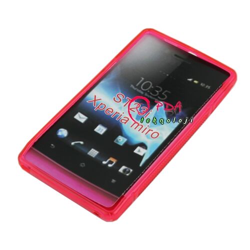 Xperia Miro ile Uyumlu Şeffaf Silikon Kılıf Pembe Renk