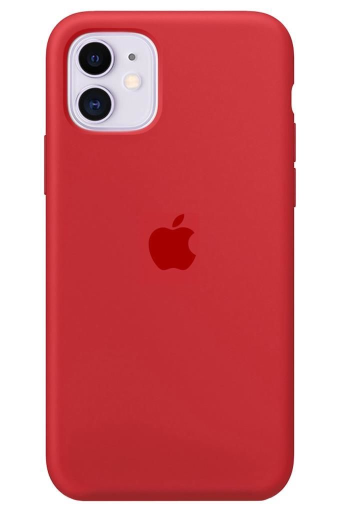 iPhone 11 ile Uyumlu Logolu Lansman Silikon Kılıf Kırmızı