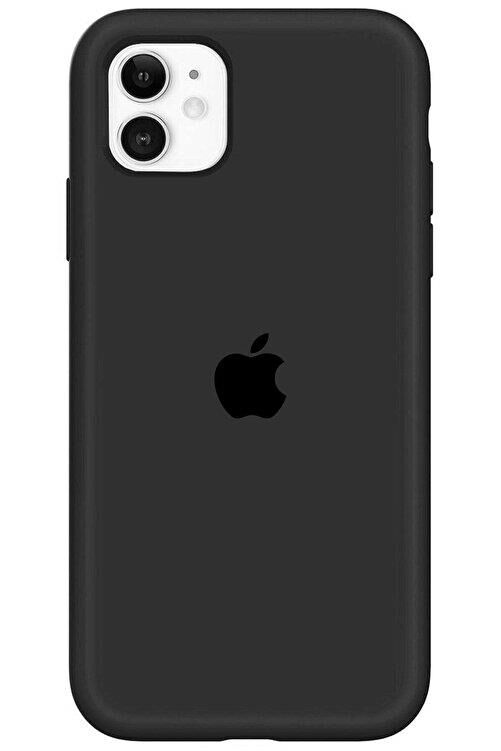 iPhone 11 ile Uyumlu Logolu Lansman Silikon Kılıf Siyah