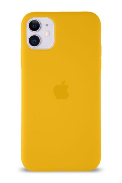 iPhone 11 ile Uyumlu Logolu Lansman Silikon Kılıf Sarı