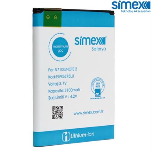 Simex N7100 Galaxy Note 2 ile Uyumlu Batarya 3100Mah EB595675LU