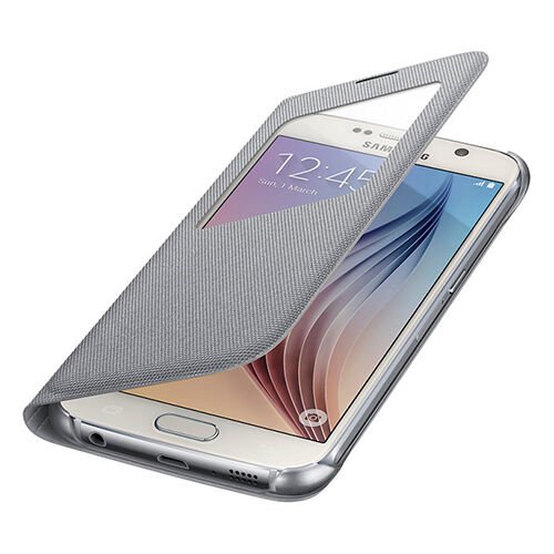 Galaxy S6 ile Uyumlu S View Cover (Tekstil) Gri EF-CG920BSEGWW (Out)