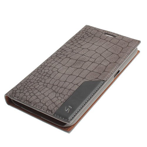 Galaxy S6 ile Uyumlu Kılıf Rock Serisi Kapaklı Gri