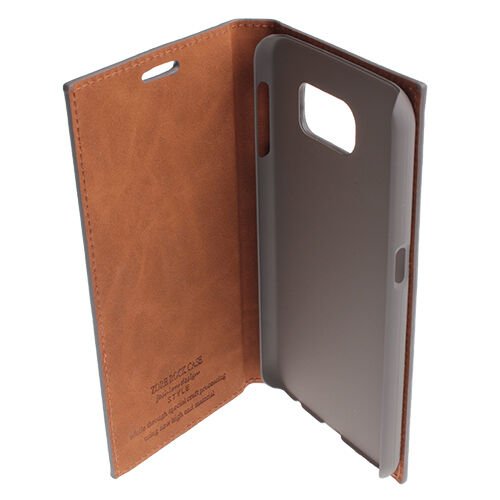 Galaxy S6 ile Uyumlu Kılıf Rock Serisi Kapaklı Gri