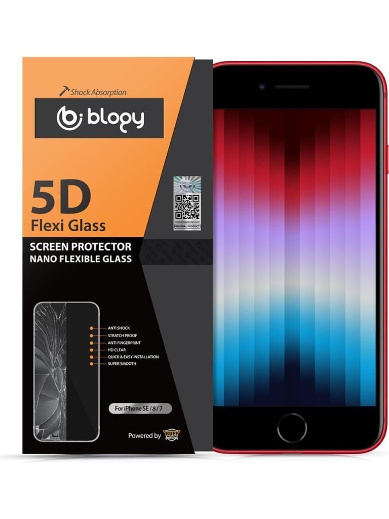 Blogy iPhone SE ile Uyumlu Flexi 5D Ekran Koruyucu