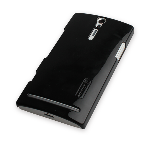 Nillkin Xperia S ile Uyumlu Parlak Sert Kauçuk Kılıf Siyah Renk