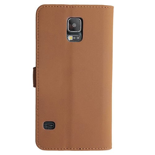 Galaxy S5 G900 ile Uyumlu Classic Walled Kapaklı Kılıf Açık Kahverengi