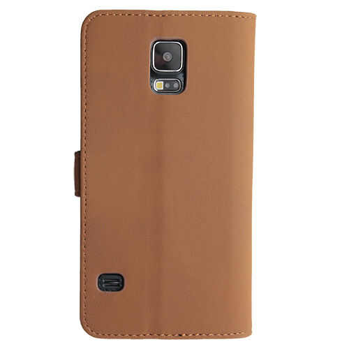 Galaxy S5 G900 ile Uyumlu Classic Walled Kapaklı Kılıf Açık Kahverengi