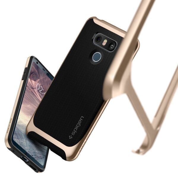 Spigen G6 ile Uyumlu Kılıf Neo Hybrid Herringbone Champagne Gold