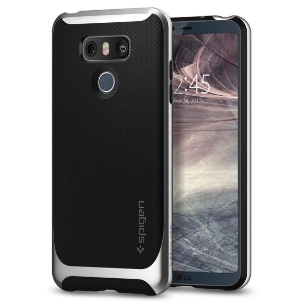 Spigen G6 ile Uyumlu Kılıf Neo Hybrid Herringbone Satin Silver