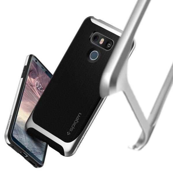 Spigen G6 ile Uyumlu Kılıf Neo Hybrid Herringbone Satin Silver