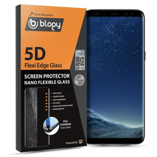 Blogy Galaxy S8 ile Uyumlu Flexi Edge 5D Ekran Koruyucu