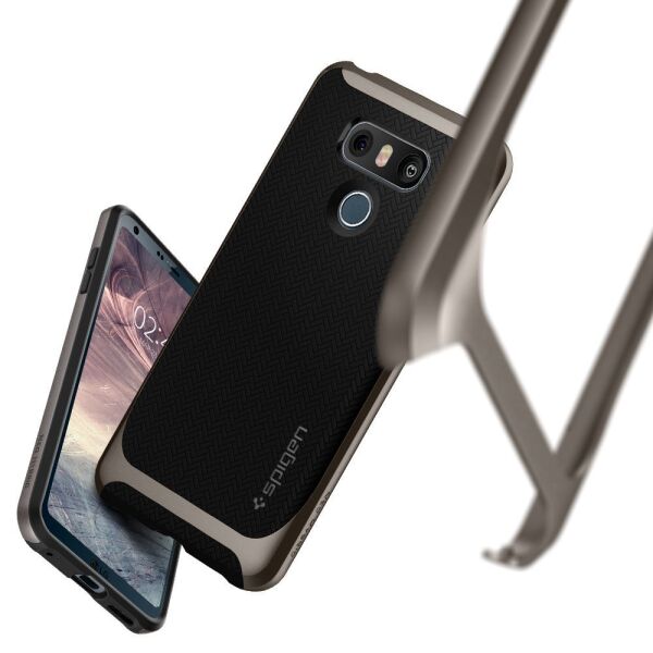 Spigen G6 ile Uyumlu Kılıf Neo Hybrid Herringbone Gun Metal