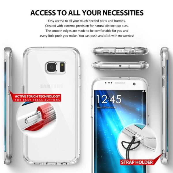 Ringke Fusion Galaxy S7 Edge ile Uyumlu Kılıf Crystal Clear TPU Bumper Extra Darbe Emici