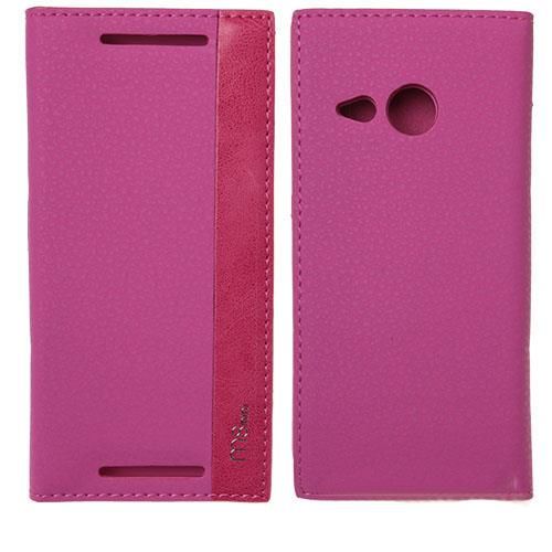 One M8 Mini ile Uyumlu Magnum Serisi Yan Model Kapaklı Kılıf Pembe