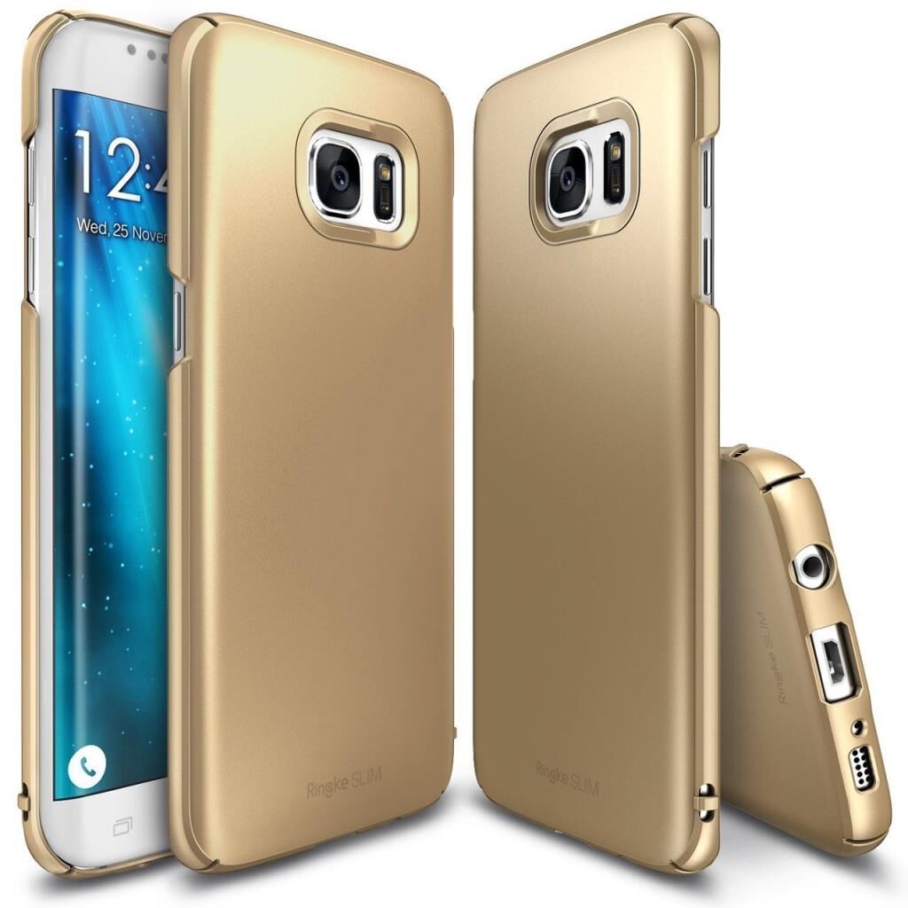Ringke Slim Galaxy S7 Edge ile Uyumlu Kılıf Royal Gold 4 Tarafı Saran İnce Şık Tasarım