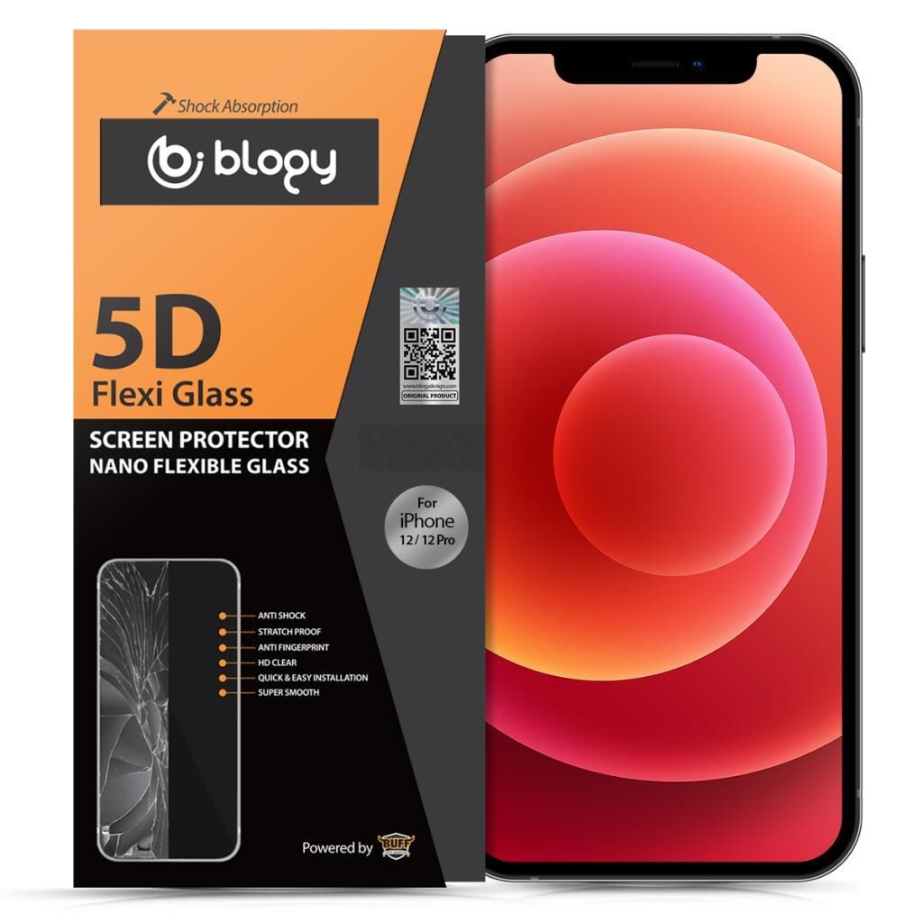 Blogy iPhone 12 / 12 Pro ile Uyumlu Flexi 5D Ekran Koruyucu