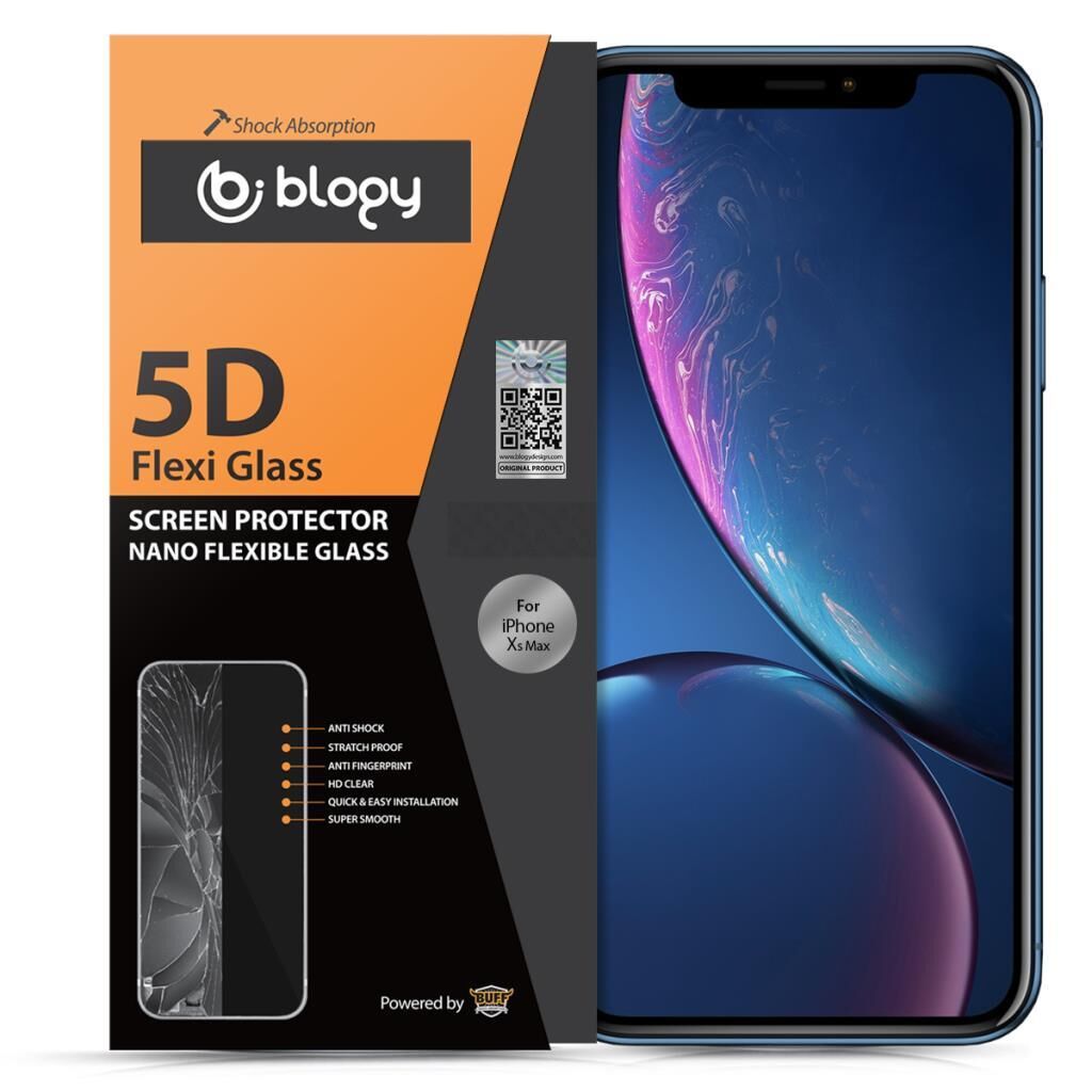 Blogy iPhone 11 Pro Max / XS Max ile Uyumlu Flexi 5D Ekran Koruyucu