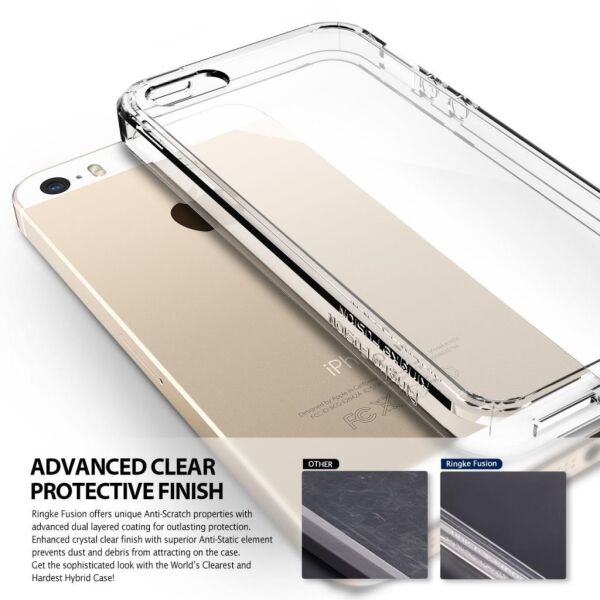 Ringke Fusion iPhone SE/ 5S/ 5 ile Uyumlu Kılıf Crystal Clear TPU Bumper Extra Darbe Emici
