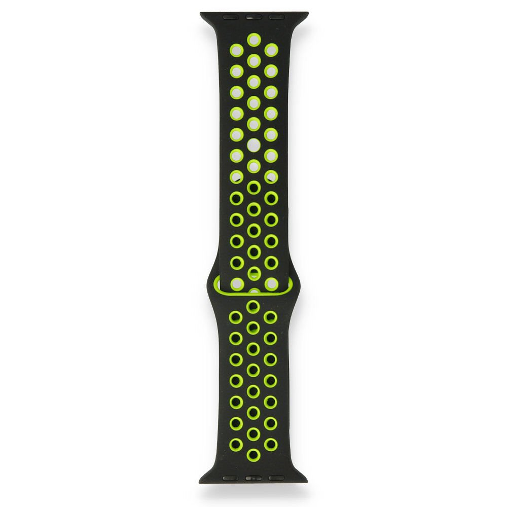 Apple Watch ile Uyumlu 38-40mm Silikon Kayış Siyah/Yeşil