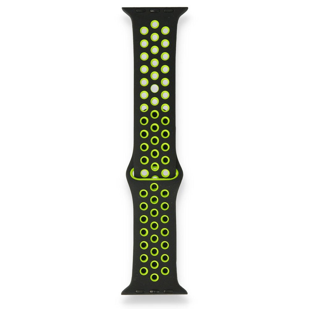 Apple Watch ile Uyumlu 38-40mm Silikon Kayış Siyah/Yeşil