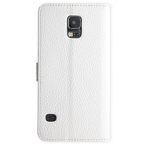 Galaxy S5 G900 ile Uyumlu Textured Walled Kapaklı Kılıf Beyaz Renk