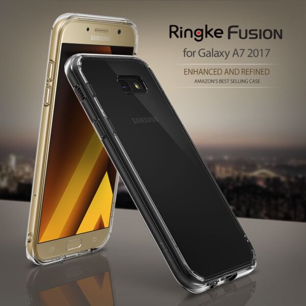 Ringke Fusion Galaxy A7 2017 ile Uyumlu Kılıf Crystal Clear TPU Bumper Extra Darbe Emici