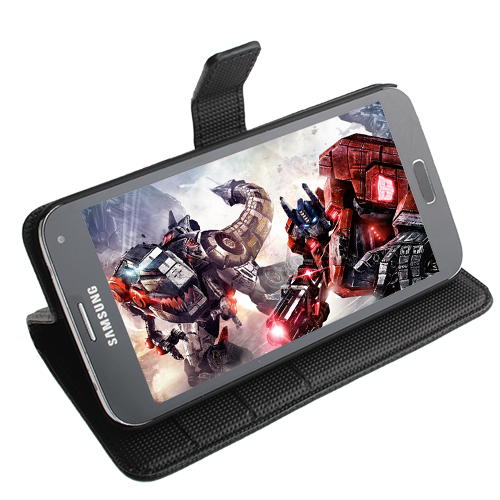 Galaxy S5 G900 ile Uyumlu Textured Walled Kapaklı Kılıf Kahverengi