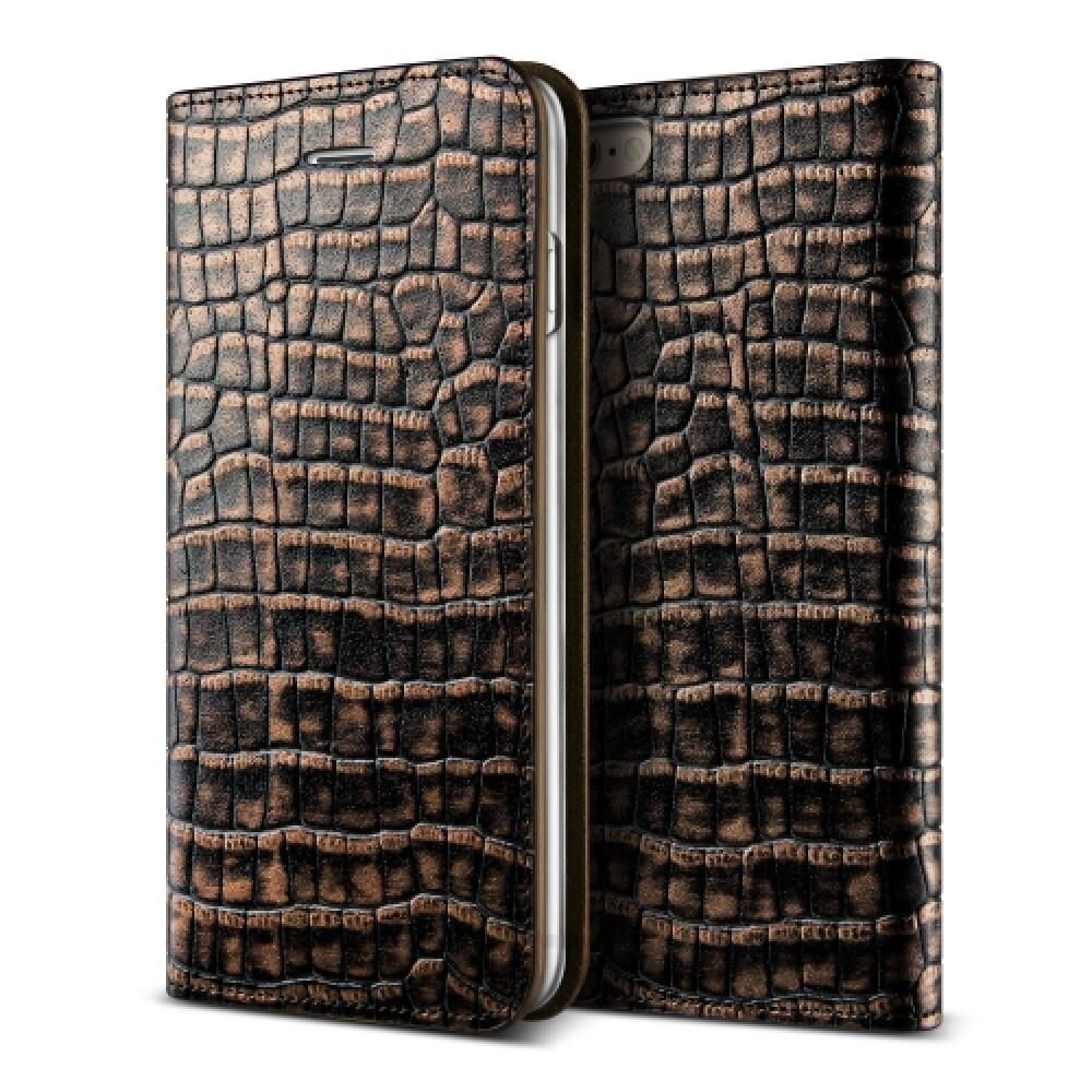 VRS Design iPhone 6 / 6S ile Uyumlu Genuine Croco Diary Kılıf Dark Gold