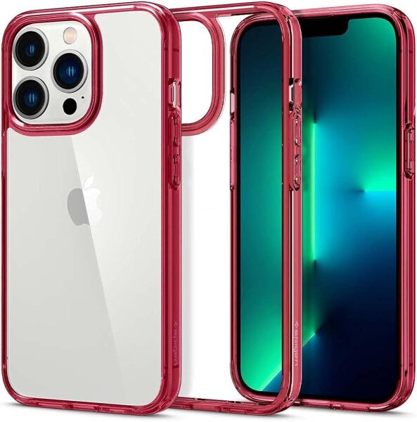 Spigen iPhone 13 Pro ile Uyumlu Kılıf Ultra Hybrid Red Crystal