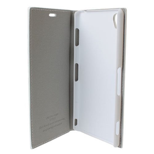 Xperia Z3 ile Uyumlu Magnum Serisi Yan Model Kapaklı Kılıf Beyaz