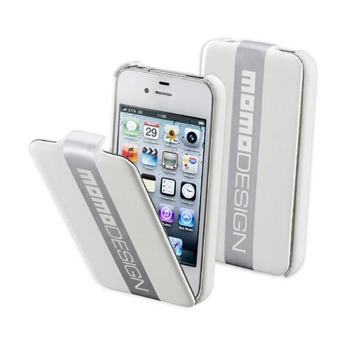 Cellular Line iPhone 4/4S ile Uyumlu Momo Desing  Flap Deri Kılıf Beyaz MOMOFLIPHONE4SW (Out)