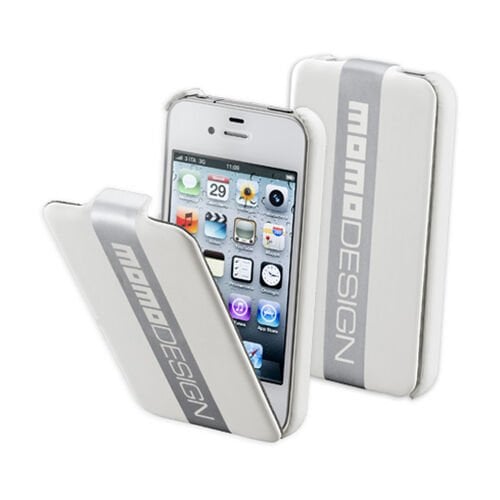 Cellular Line iPhone 4/4S ile Uyumlu Momo Desing  Flap Deri Kılıf Beyaz MOMOFLIPHONE4SW (Out)