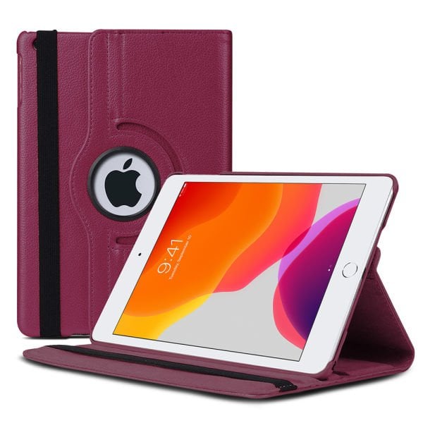 iPad 10.2 (7. Nesil) ile Uyumlu 360 Derece Dönebilen Deri Kılıf Mor