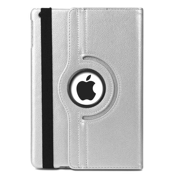 iPad 10.2 (7. Nesil) ile Uyumlu 360 Derece Dönebilen Deri Kılıf Gümüş